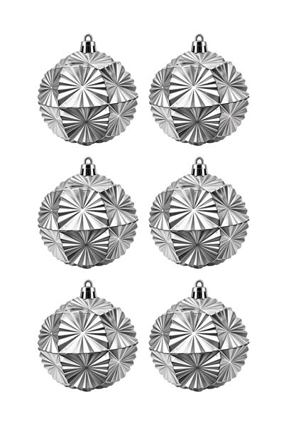 Waldern 6 Cm 6lı Çiçek Figürlü Yılbaşı Ağacı Süsü Cici Top Gümüş