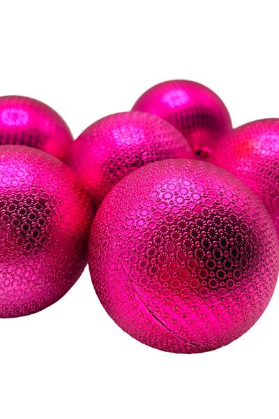 Waldern 6 cm 6lı Desenli Fuşya Cici Top Yılbaşı Ağacı Süsü