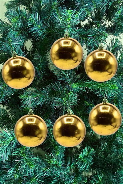 Waldern 6 cm 6lı Gold Cici Top Yılbaşı Ağacı Süsü