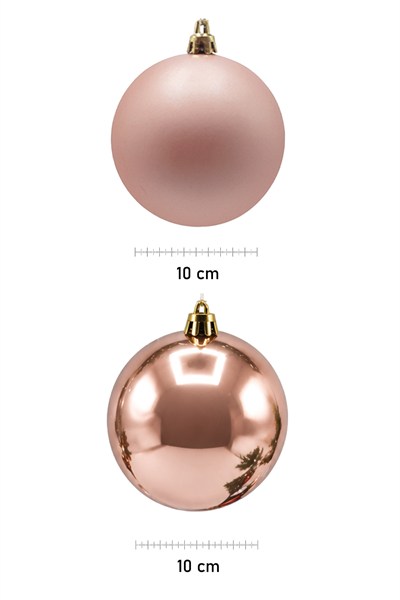 Waldern 6 Lı 10 Cm 3 Parlak - 3 Mat Yılbaşı Ağacı Süsü Cici Top Rose