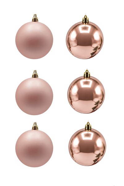 Waldern 6 Lı 10 Cm 3 Parlak - 3 Mat Yılbaşı Ağacı Süsü Cici Top Rose