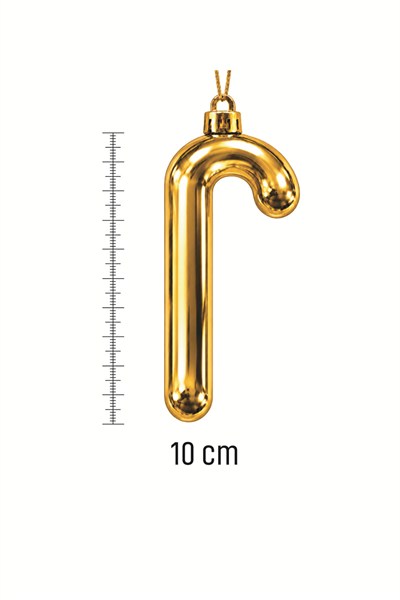 Waldern 6lı 10 cm Şeker Kamışı Yılbaşı Çam Ağacı Süsü Gold