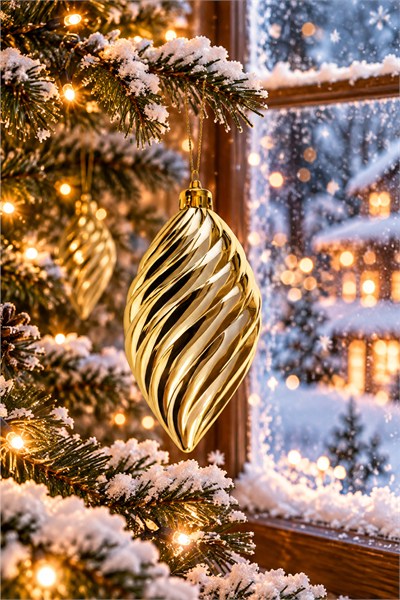Waldern 6lı 10 cm Spiral Desenli Yılbaşı Çam Ağacı Süsü Gold