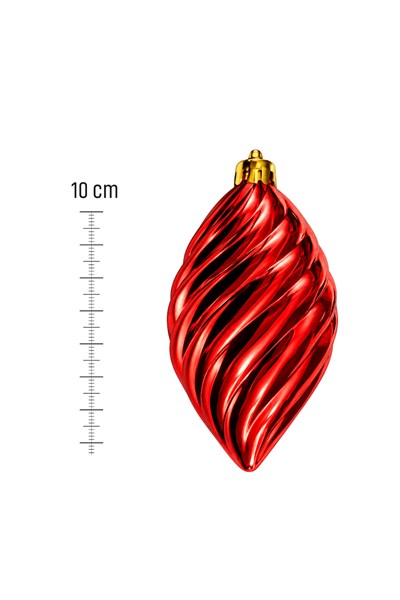 Waldern 6lı 10 cm Spiral Desenli Yılbaşı Çam Ağacı Süsü Kırmızı