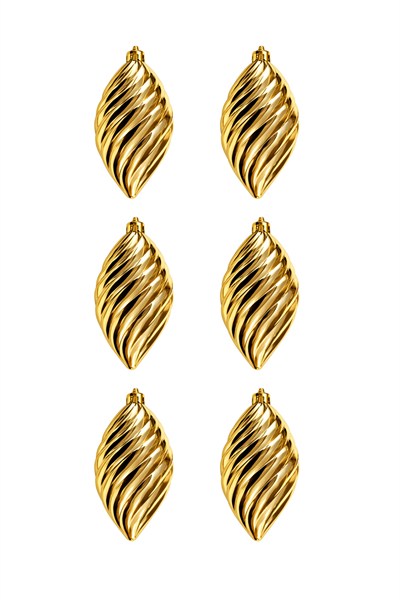 Waldern 6lı 10 cm Spiral Desenli Yılbaşı Çam Ağacı Süsü Gold