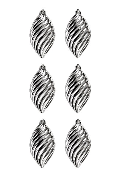 Waldern 6lı 10 cm Spiral Desenli Yılbaşı Çam Ağacı Süsü Gümüş