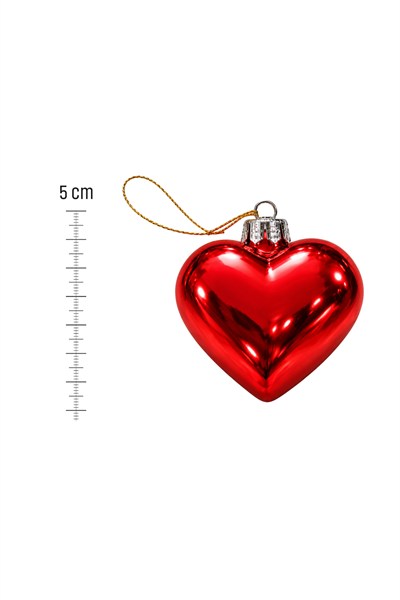 Waldern 6lı 5 cm Kalp Figürlü Yılbaşı Çam Ağacı Süsü Kırmızı