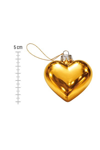 Waldern 6lı 5 cm Kalp Figürlü Yılbaşı Çam Ağacı Süsü Gold