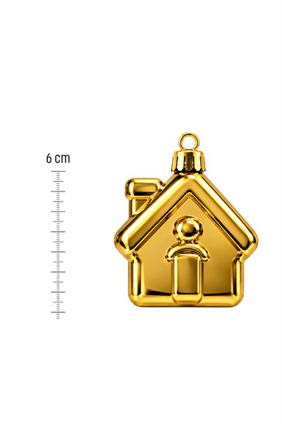 Waldern 6lı 6 cm Ev Figürlü Yılbaşı Çam Ağacı Süsü Gold