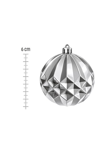 Waldern 6lı 6 Cm Geometrik Desenli Yılbaşı Çam Ağacı Süsü Rhombus Gümüş