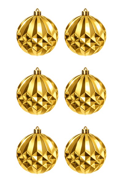 Waldern 6lı 6 Cm Geometrik Desenli Yılbaşı Çam Ağacı Süsü Rhombus Gold