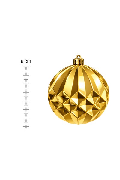 Waldern 6lı 6 Cm Geometrik Desenli Yılbaşı Çam Ağacı Süsü Rhombus Gold