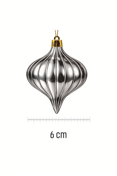 Waldern 6lı 6 cm Topaç Figürlü Yılbaşı Çam Ağacı Süsü Gümüş