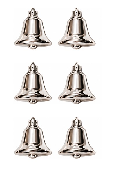 Waldern 6lı 6cm Çan Süs Yılbaşı Çam Ağacı Süsü Gümüş