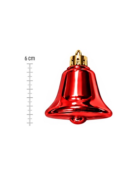 Waldern 6lı 6cm Çan Süs Yılbaşı Çam Ağacı Süsü Kırmızı