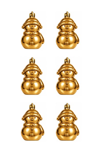 Waldern 6lı 7.5 cm Kardan Adam Yılbaşı Çam Ağacı Süsü Gold