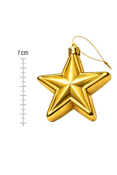 Waldern 6lı 7 cm 5 Köşeli Yıldız Yılbaşı Çam Ağacı Süsü Gold