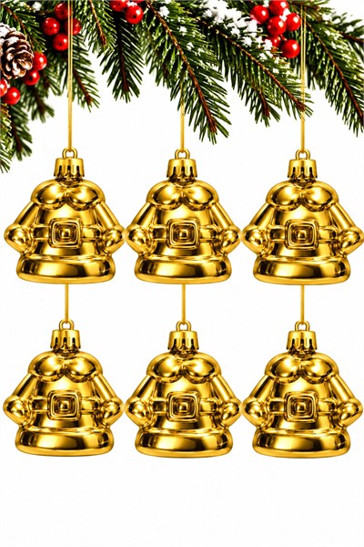 Waldern 6lı 7 cm Elbise Figürlü Yılbaşı Çam Ağacı Süsü Gold