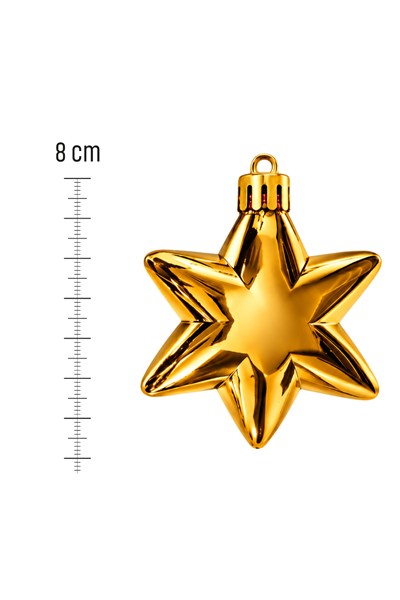Waldern 6lı 8 cm 6 Köşeli Yıldız Yılbaşı Çam Ağacı Süsü Gold