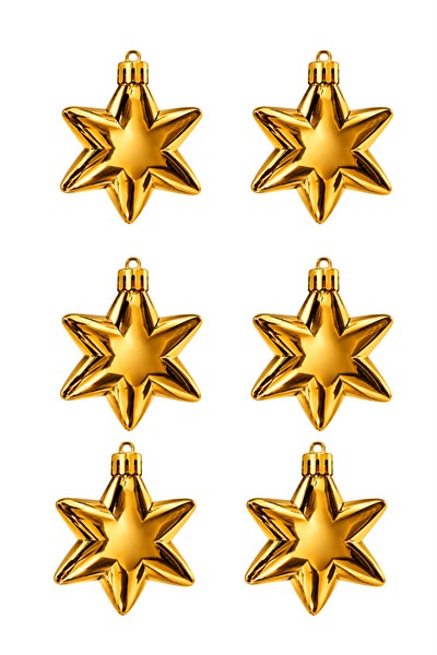 Waldern 6lı 8 cm 6 Köşeli Yıldız Yılbaşı Çam Ağacı Süsü Gold