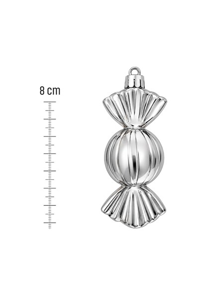 Waldern 6lı 8 cm BonBon Şeker Yılbaşı Çam Ağacı Süsü Gümüş