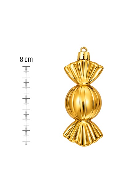 Waldern 6lı 8 cm BonBon Şeker Yılbaşı Çam Ağacı Süsü Gold