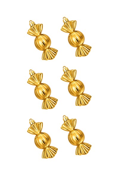 Waldern 6lı 8 cm BonBon Şeker Yılbaşı Çam Ağacı Süsü Gold