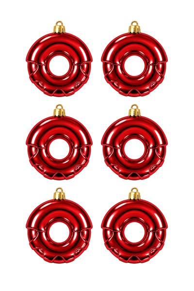 Waldern 6lı 8 cm Donut Yılbaşı Çam Ağacı Süsü Kırmızı