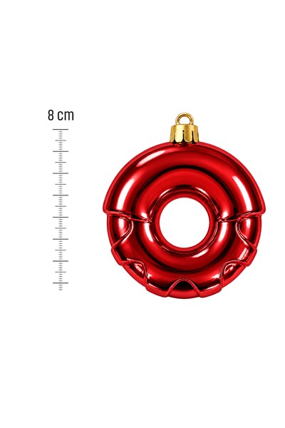 Waldern 6lı 8 cm Donut Yılbaşı Çam Ağacı Süsü Kırmızı