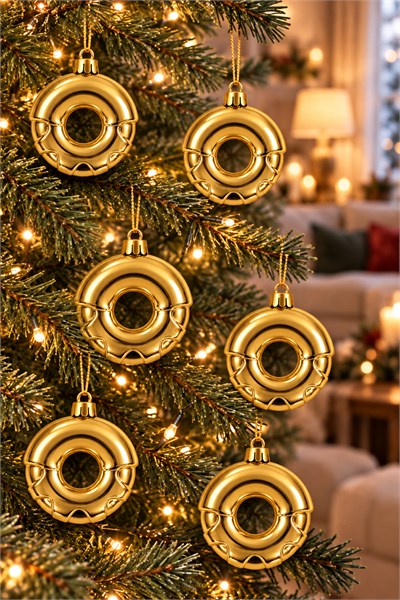 Waldern 6lı 8 cm Donut Yılbaşı Çam Ağacı Süsü Gold