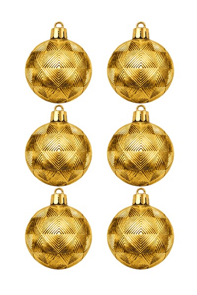 Waldern 6lı 8 cm Geo Desenli Yılbaşı Çam Ağacı Süsü Gold
