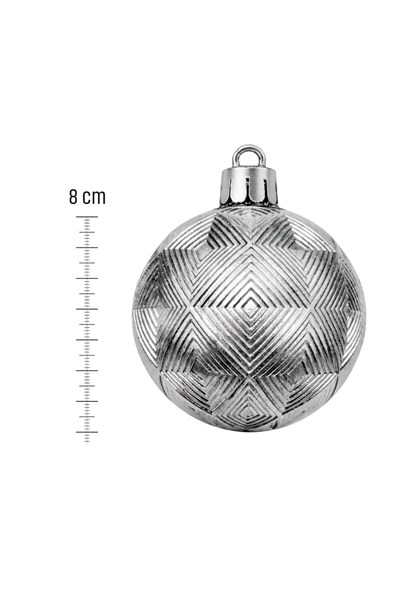 Waldern 6lı 8 cm Geo Desenli Yılbaşı Çam Ağacı Süsü Gümüş