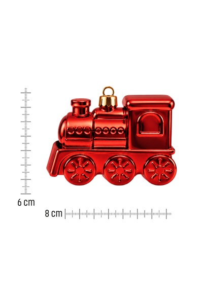 Waldern 6lı 8 cm Tren Figürlü Yılbaşı Çam Ağacı Süsü Kırmızı