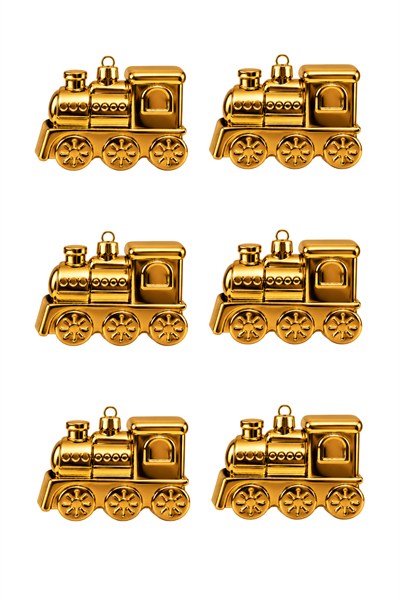 Waldern 6lı 8 cm Tren Figürlü Yılbaşı Çam Ağacı Süsü Gold