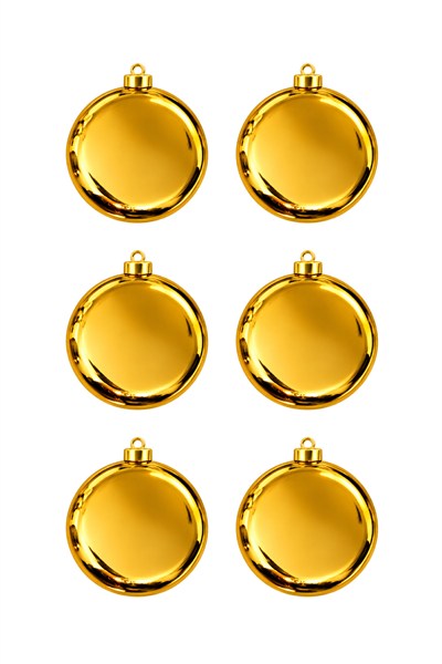 Waldern 6lı 8 cm Yuvarlak Yılbaşı Çam Ağacı Süsü Gold