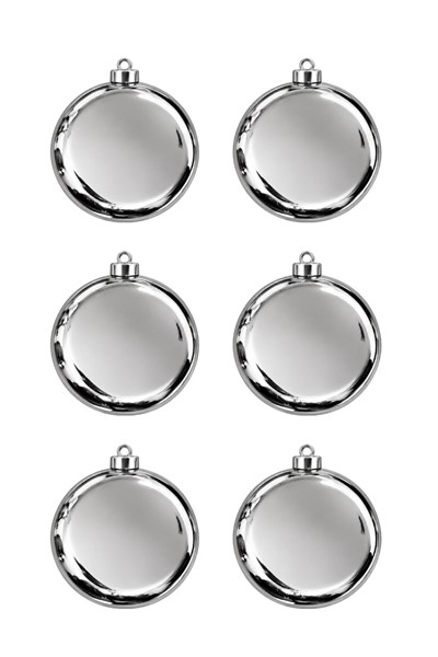 Waldern 6lı 8 cm Yuvarlak Yılbaşı Çam Ağacı Süsü Gümüş