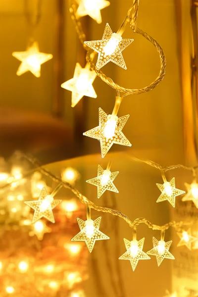 Waldern Ay-Yıldız Figürlü Perde Led 3 mt Perde Peri Mutfak Işık Dekoratif Lamba Led Işık Ramazan Pilli