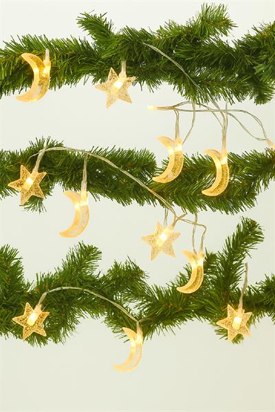 Waldern Ay-Yıldız Figürlü Perde Led 3 mt Perde Peri Mutfak Işık Dekoratif Lamba Led Işık Ramazan Pilli