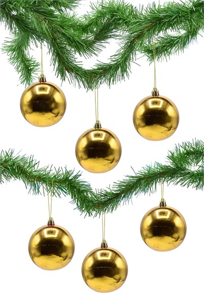 Waldern Cici Top Yılbaşı Çam Ağacı Süsü 8 Cm 6Lı Gold