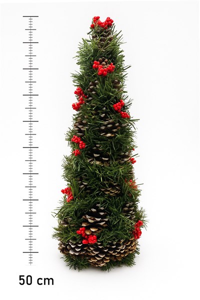Waldern Dekoratif Doğal Piramit Süs 50 cm Yılbaşı Süsü