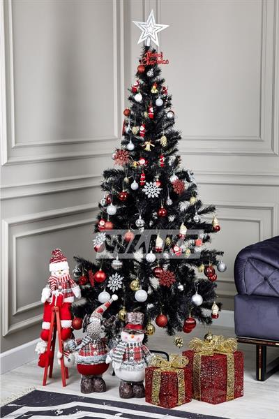 Waldern Luxury 180 CM Siyah Yılbaşı Çam Ağacı Demir Ayaklı