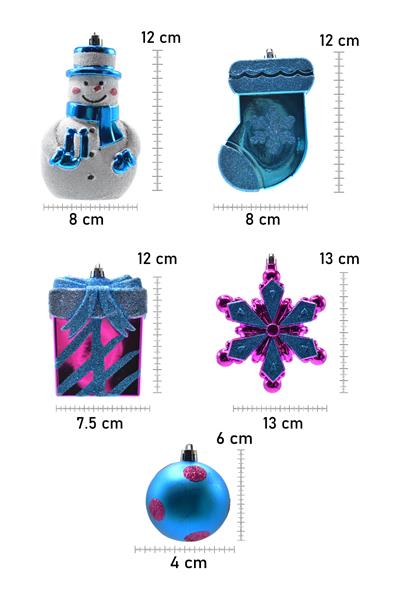 Waldern Premium Collection 18li Mix Yılbaşı Süsü Set Simli