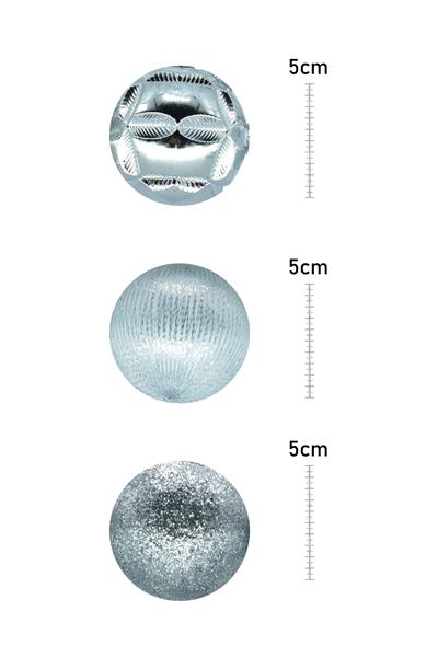 Waldern Premium Collection 24 lü Yılbaşı Ağaç Süsü Mix Desen Gümüş