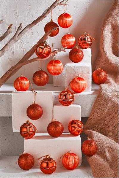 Waldern Premium Collection 24 lü Yılbaşı Ağaç Süsü Mix Desen Kırmızı