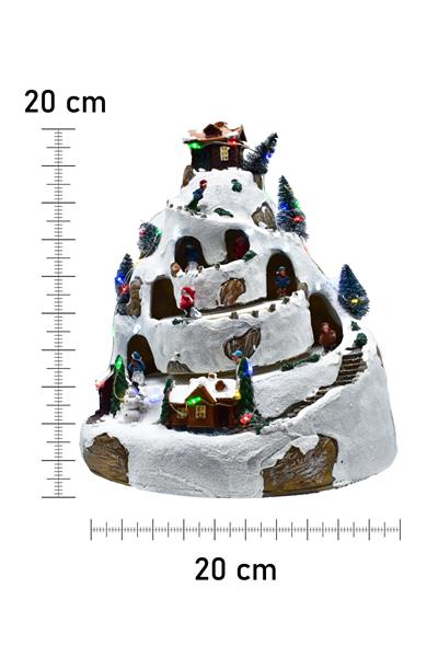 Waldern Premium Collection Işıklı Karlı Dağ Tren Dekoratif Yılbaşı Süsü