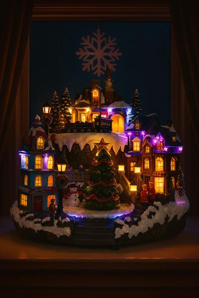 Waldern Premium Collection Işıklı Noel Şehir Dekoratif Yılbaşı Süsü