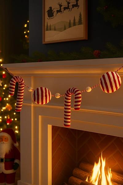 Waldern Premium Collection Luxury 190cm XL Şeker Kamışı-Top Süs Dekoratif Yılbaşı Süsü