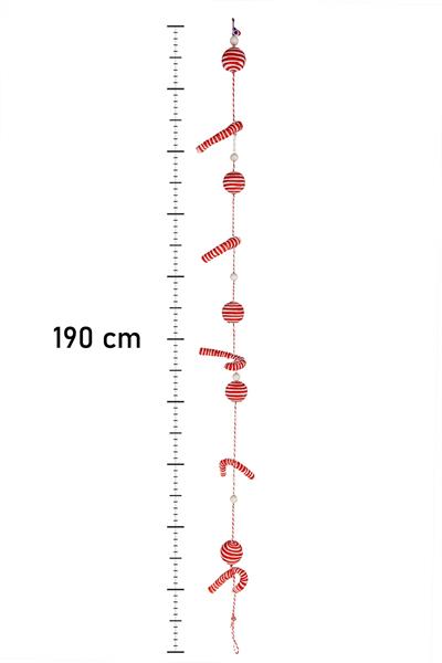 Waldern Premium Collection Luxury 190cm XL Şeker Kamışı-Top Süs Dekoratif Yılbaşı Süsü