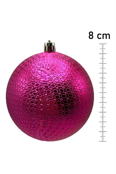 Waldern Yılbaşı Çam Ağacı Süsü 8 Cm Figürlü 6lı Fuşya Cici Top