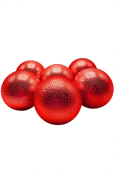 Waldern Yılbaşı Çam Ağacı Süsü 8 Cm Figürlü Parlak 6lı Cici Top Kırmızı